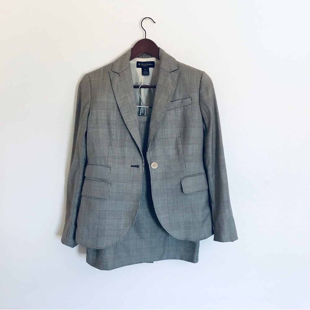 100% Wool with 100% Silk Lining Skirt Suit Set Brooks Brothers